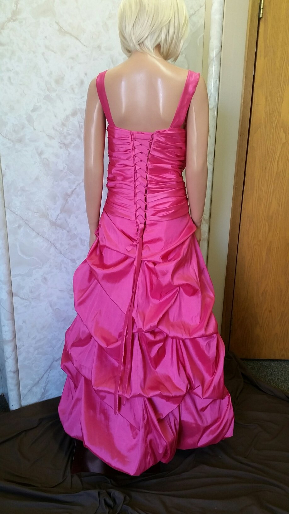 watermelon taffeta dress